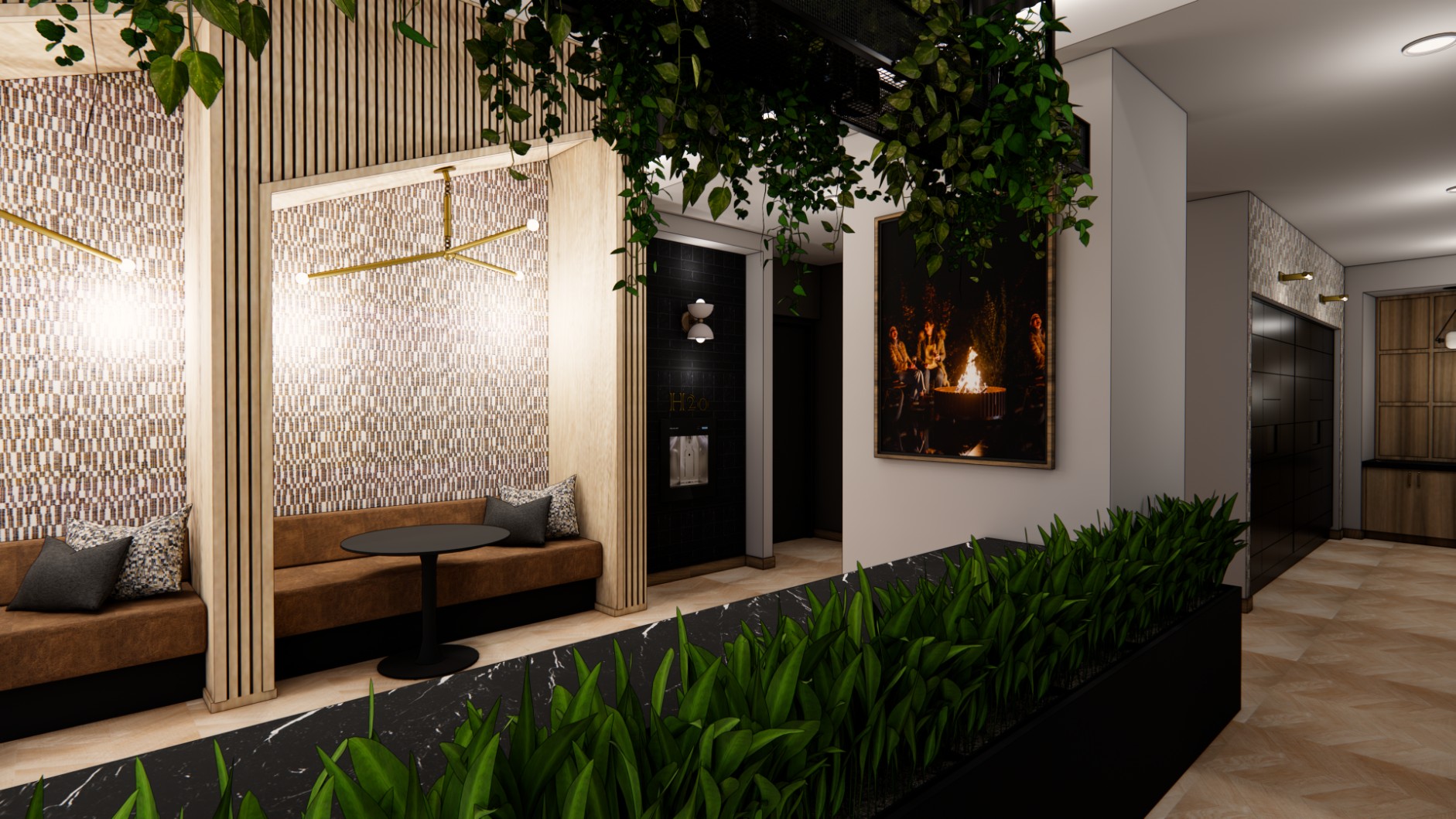 Clubhouse rendering of Honcho student apartments