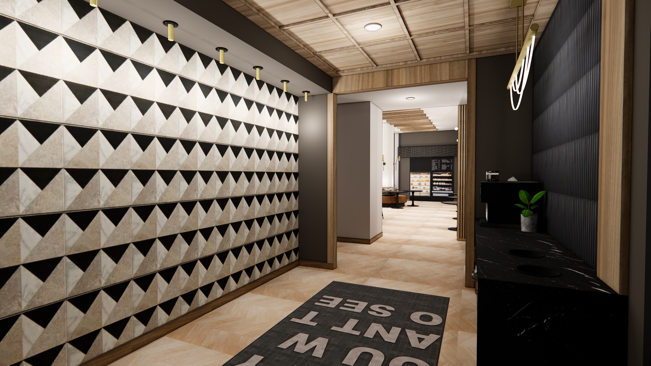 Coffee bar rendering at Honcho