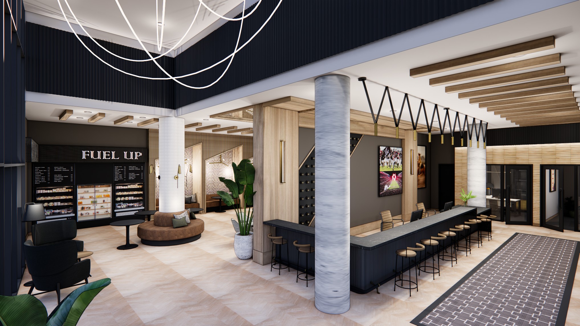 Front desk and grab-and-go cafe at Honcho in College Station