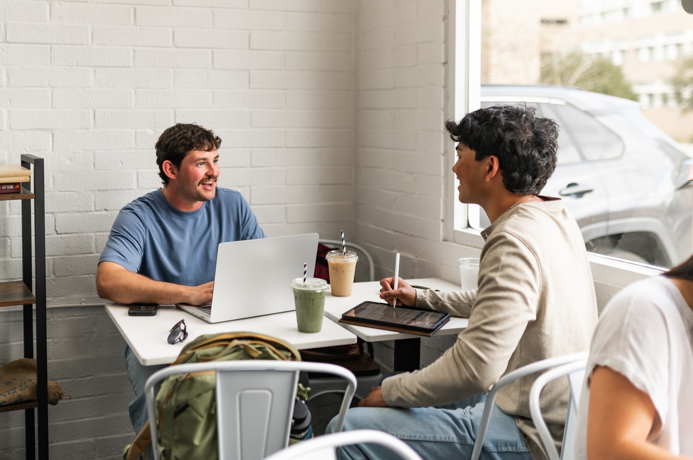 residents studying at a cafe near honcho in college station